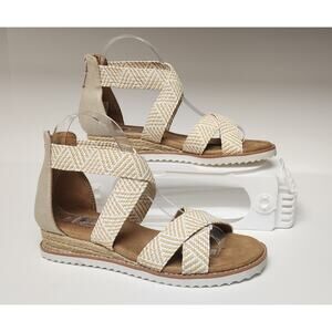 BOBS From Skechers Desert Kiss Summer Sun Espadrille Wedge Sandals Tan Size 6.5